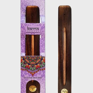 Namaste Karma Scents Brass Inlay Mango Wood Incense Ash Catcher Holder - Sun