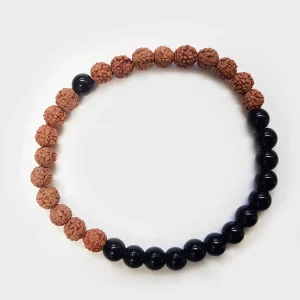 Yoga Studio Rudraksha With Black Star Mala Bead Bracelet