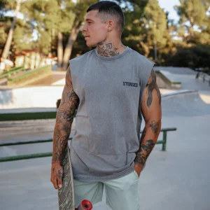 Tank Grey STENSED Vintage