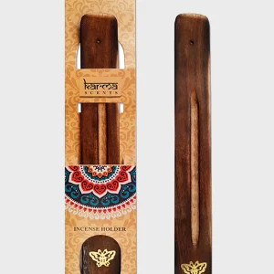 Namaste Karma Scents Brass Inlay Mango Wood Incense Ash Catcher Holder - Butterfly
