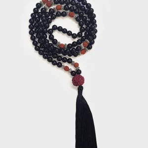 Yoga Studio Black Onyx & Rudraksha Mala Beads