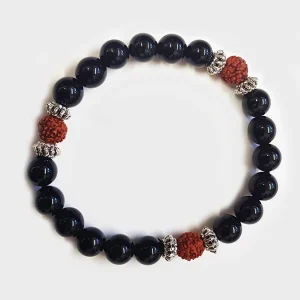 Yoga Studio Black Onyx & Rudraksha Mala Bracelet en perle