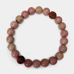 Yoga Studio Rhodochrosite Stone & Rudraksha Mala Bracelet en perle