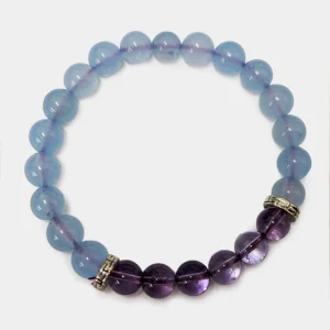 Yoga Studio Amethyst & Chalcedony Stone Mala Bracelet en perle